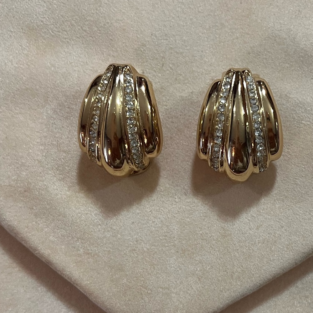 Vintage Grosse Dior Gold and Crystal teardrop earrings SIGNED